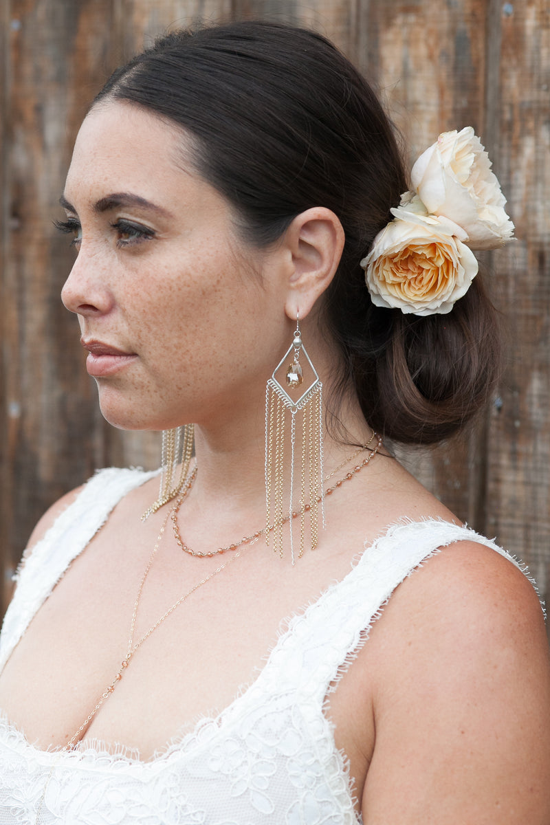Bridal Faceted Rose Swarovski Link Necklace