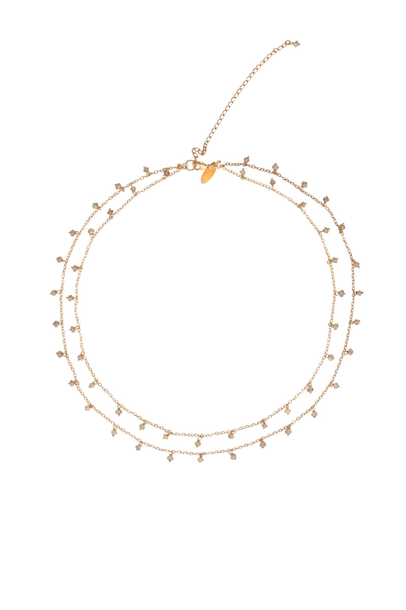 Bridal Dangling Labradorite double Chain Necklace