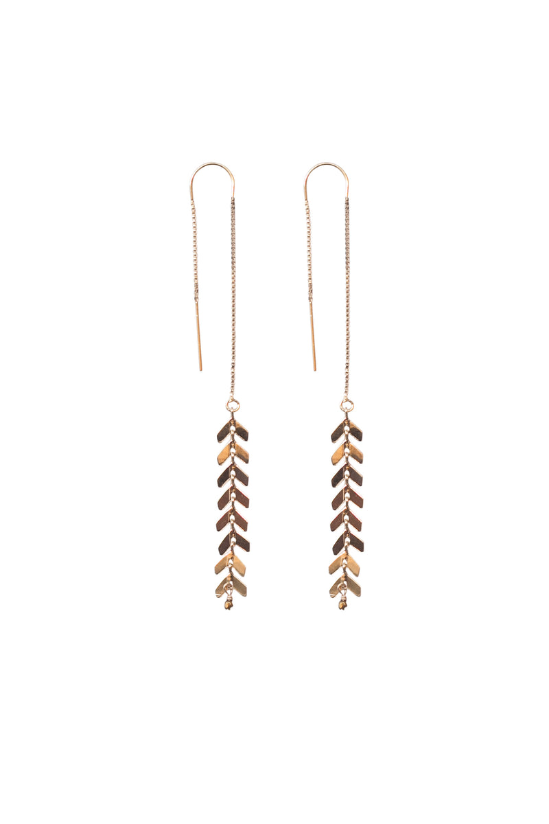 Long Chevron Threader Earrings in Gold, Silver, Rose Gold or Mixed Metal