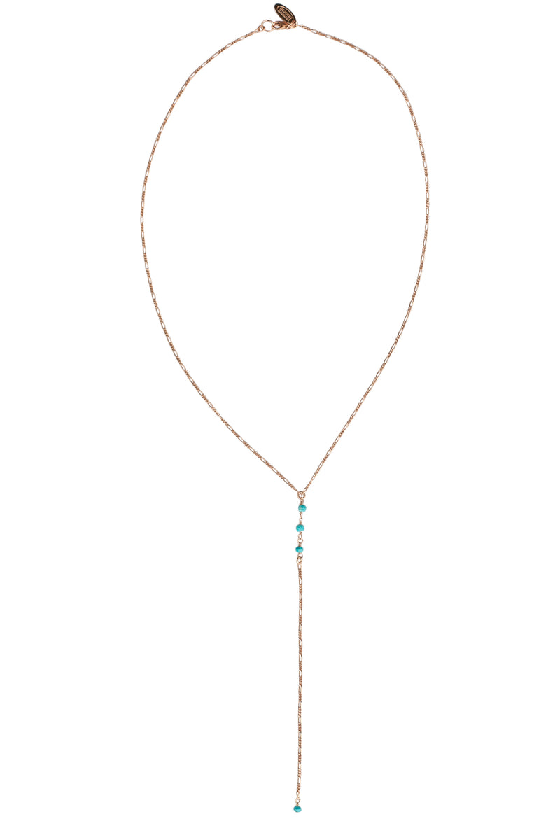 Turquoise Gemstone Petite Lariat in Gold, Rose Gold, or Silver