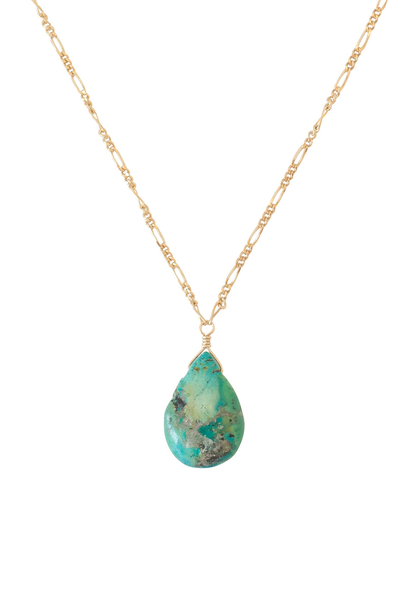 GIRLS Turquoise Teardrop Necklace in Gold, Silver, and Rose Gold