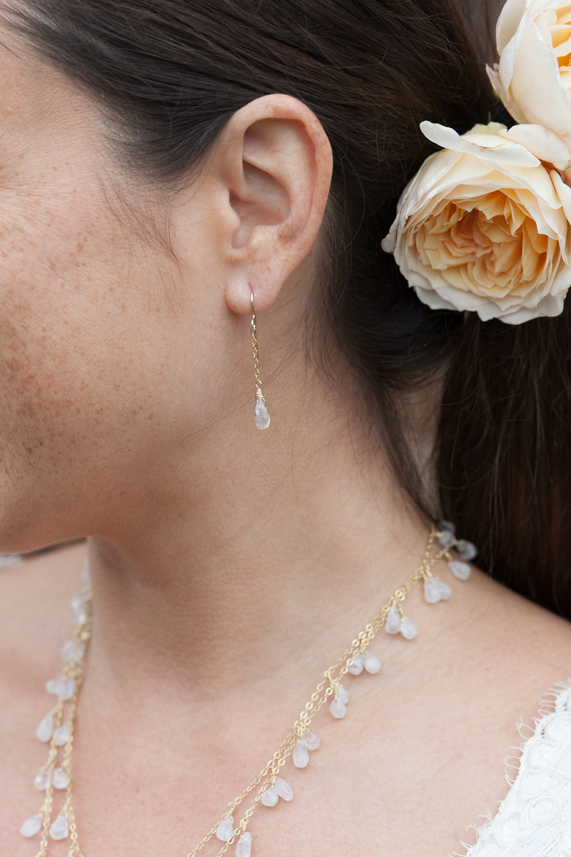 Bridal Faceted Moonstone Drop Earrings