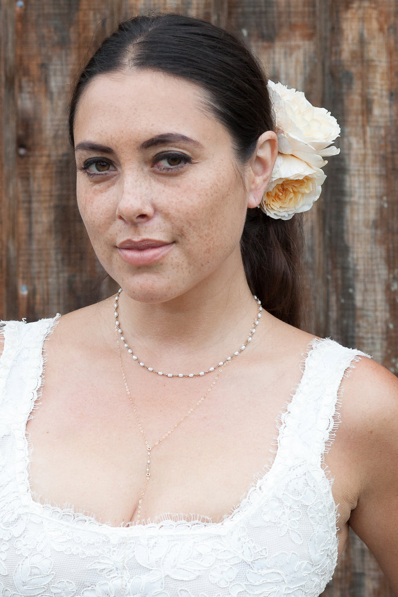 Bridal Oval Freshwater Pearl Link Necklace