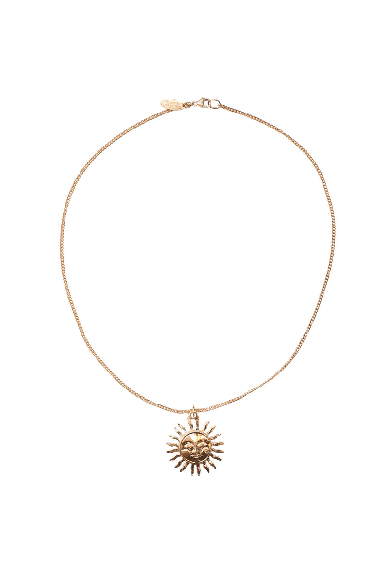 Vintage Sun Necklace in Gold or Silver