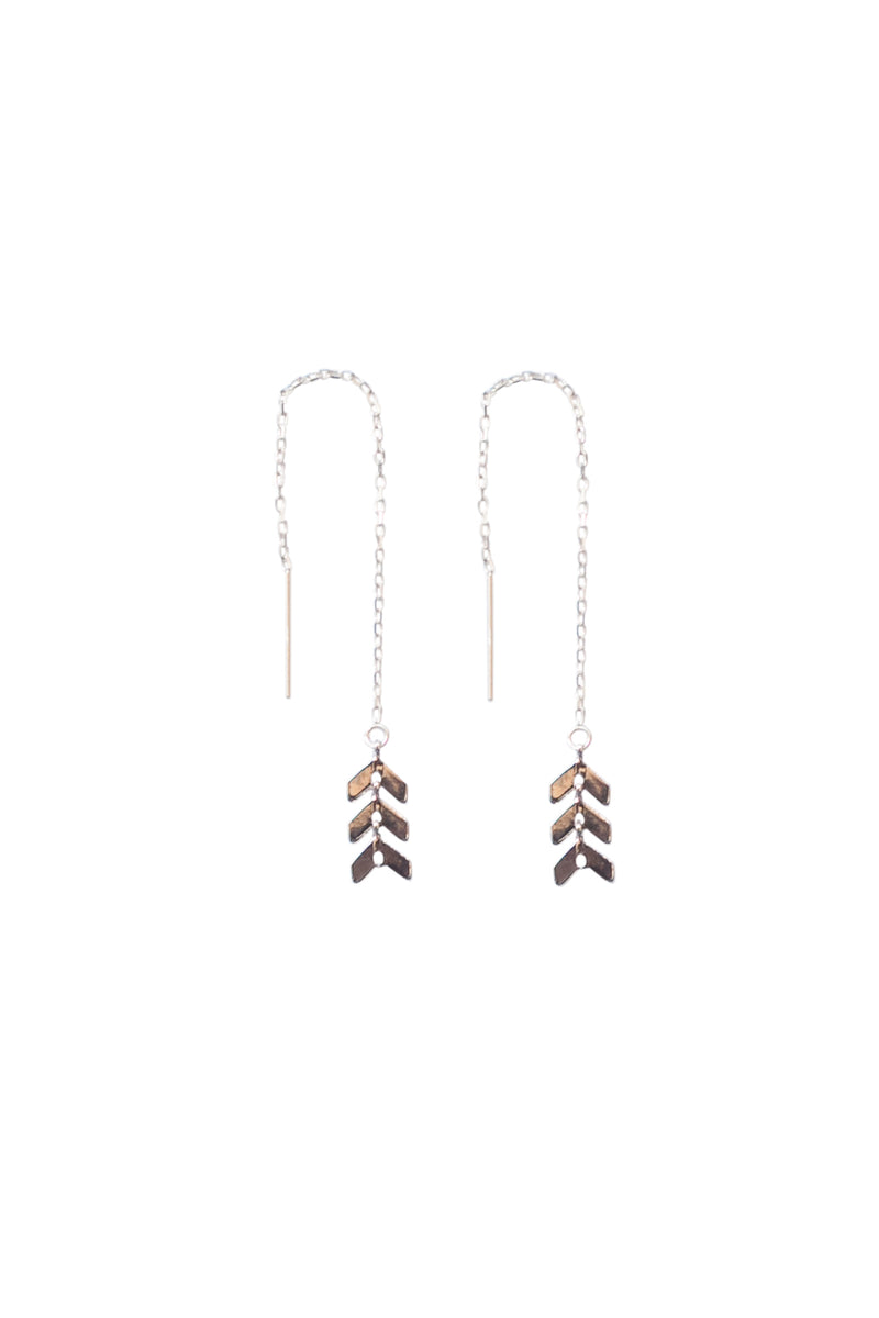 Triple Chevron Threader Earrings in Gold, Silver, Rose Gold or Mixed Metal