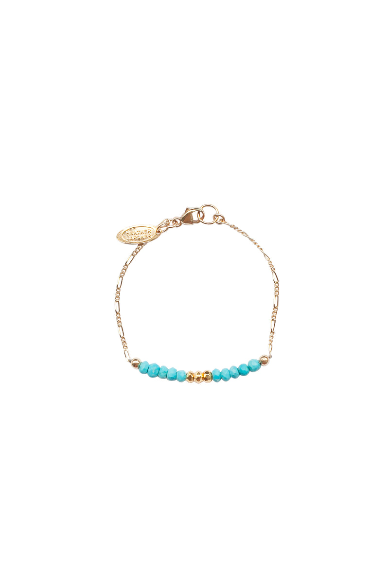 Mermaid Gemstone Kids Bracelet in Gold w/Turquoise