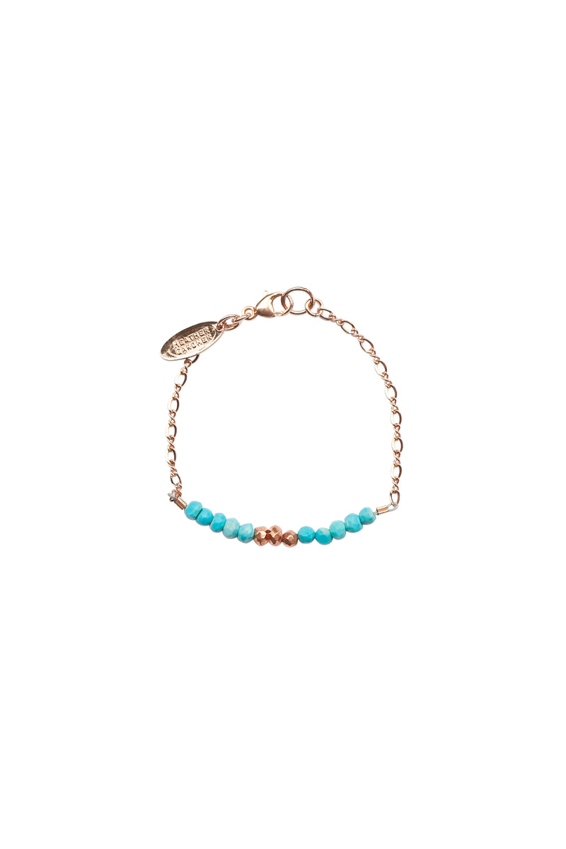 Mermaid Gemstone Necklace Mommy & Me Set in Rose Gold w/Turquoise