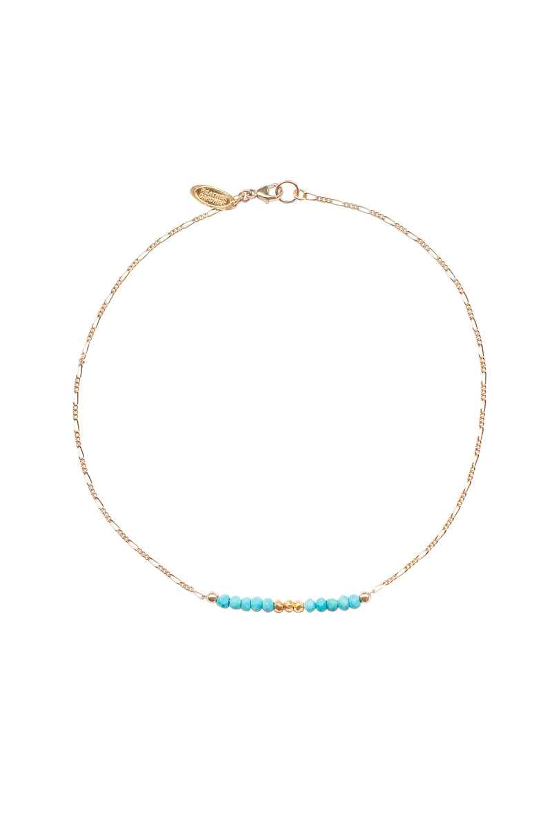 Mermaid Gemstone Kids Necklace in Gold w/Turquoise