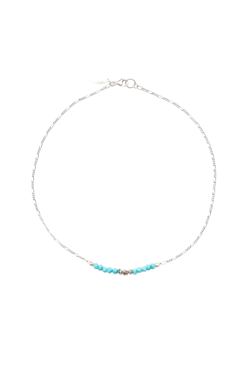 Mermaid Gemstone Kids Necklace in Silver w/Turquoise