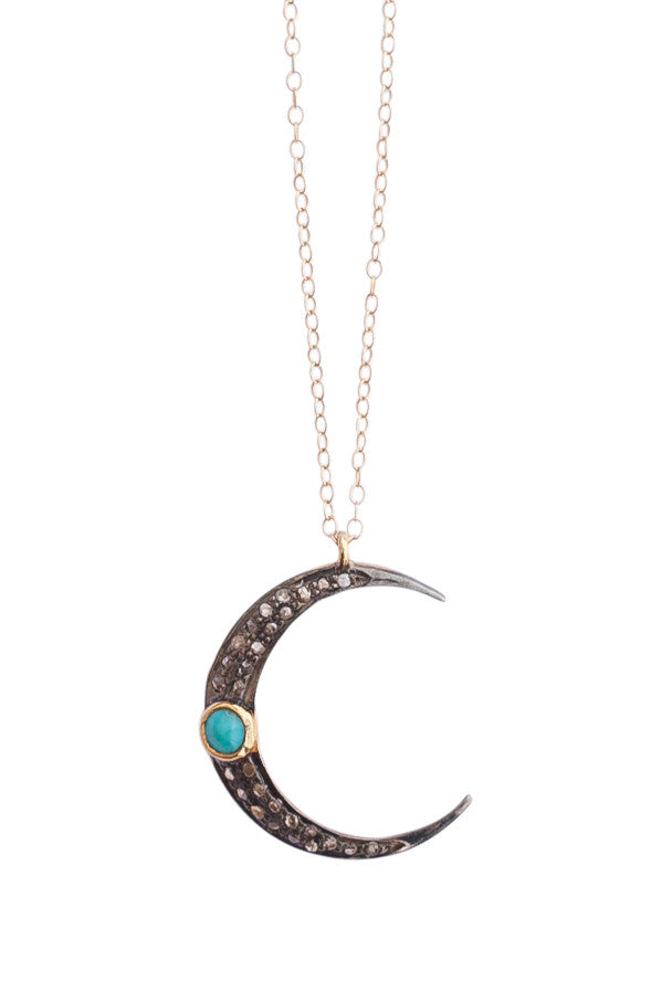 Turquoise Crescent Moon Necklace:  other colors available